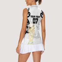 New Zealand WC2026 Custom White Women Sleeveless Polo Shirt Silver Fern