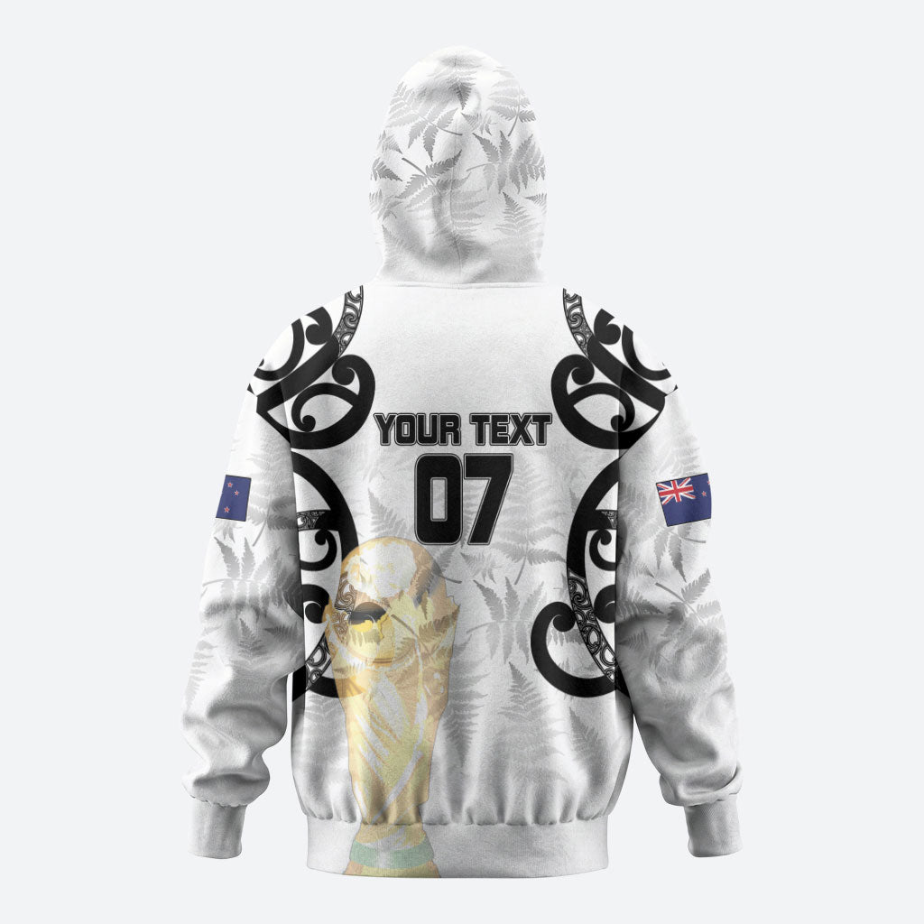 New Zealand WC2026 Custom White Zip Hoodie Silver Fern