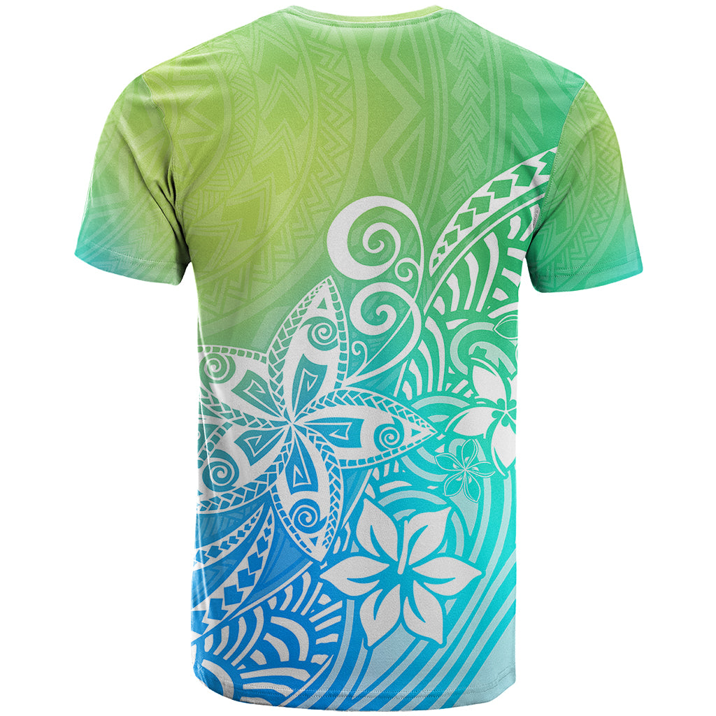 Polynesia T Shirt Plumeria Blue Gradient Curves LT7 - Polynesian Pride