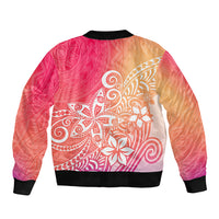 Polynesia Sleeve Zip Bomber Jacket Plumeria Pink Gradient Curves LT7 - Polynesian Pride