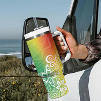 Polynesia Tumbler With Handle Plumeria Reggae Curves