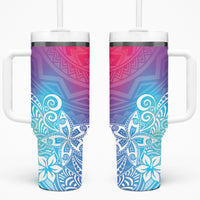 Polynesia Tumbler With Handle Plumeria Galaxy Gradient Curves