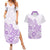 Polynesia Couples Matching Summer Maxi Dress and Hawaiian Shirt Plumeria Lavender Curves LT7 Purple - Polynesian Pride