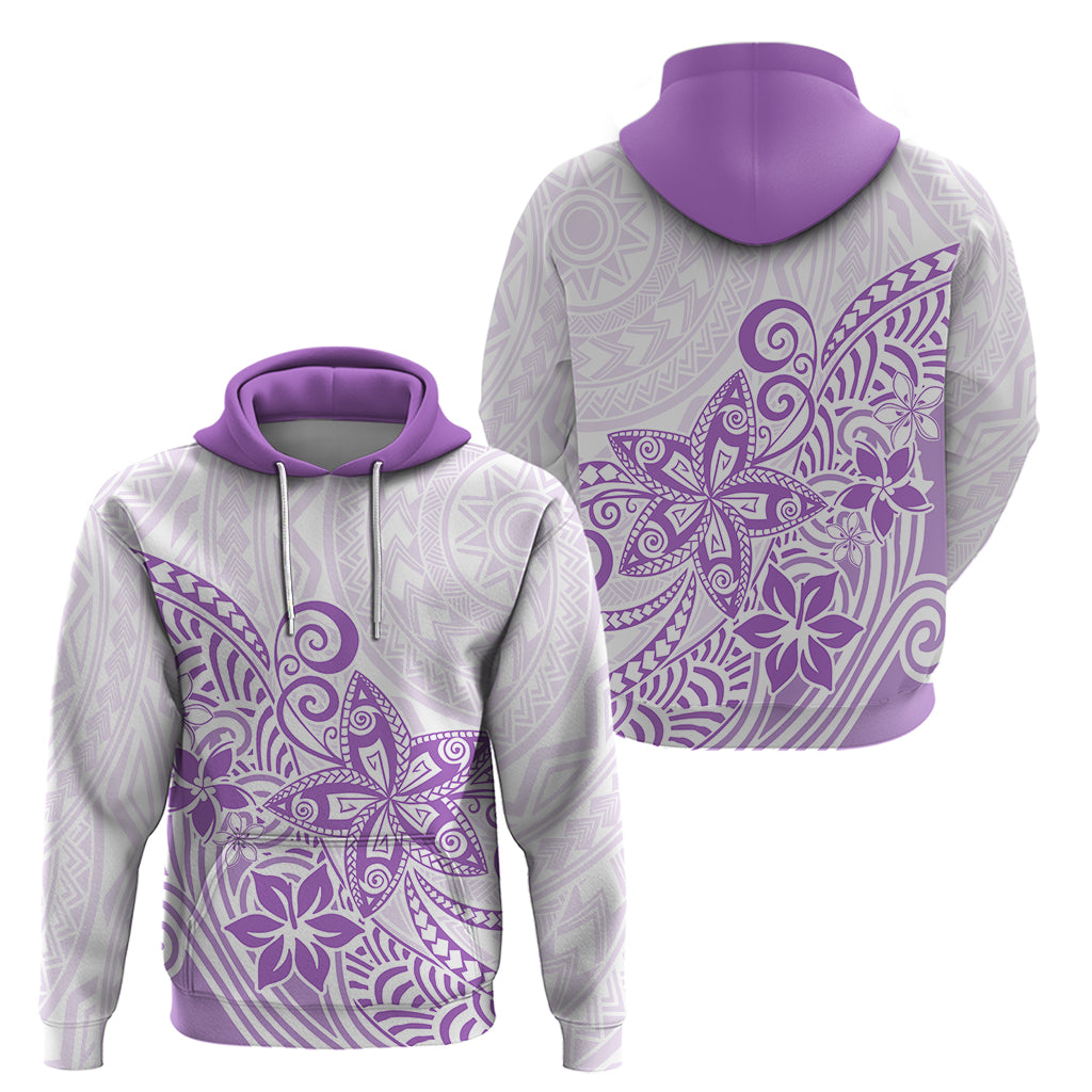 Polynesia Hoodie Plumeria Lavender Curves LT7 - Polynesian Pride
