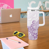 Polynesia Tumbler With Handle Plumeria Lavender Curves