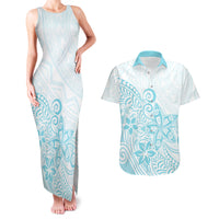 Polynesia Couples Matching Tank Maxi Dress and Hawaiian Shirt Plumeria Turquoise Curves LT7 Turquoise - Polynesian Pride