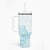Polynesia Tumbler With Handle Plumeria Turquoise Curves
