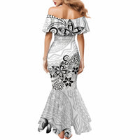 Polynesia Mermaid Dress Plumeria White Curves LT7 - Polynesian Pride