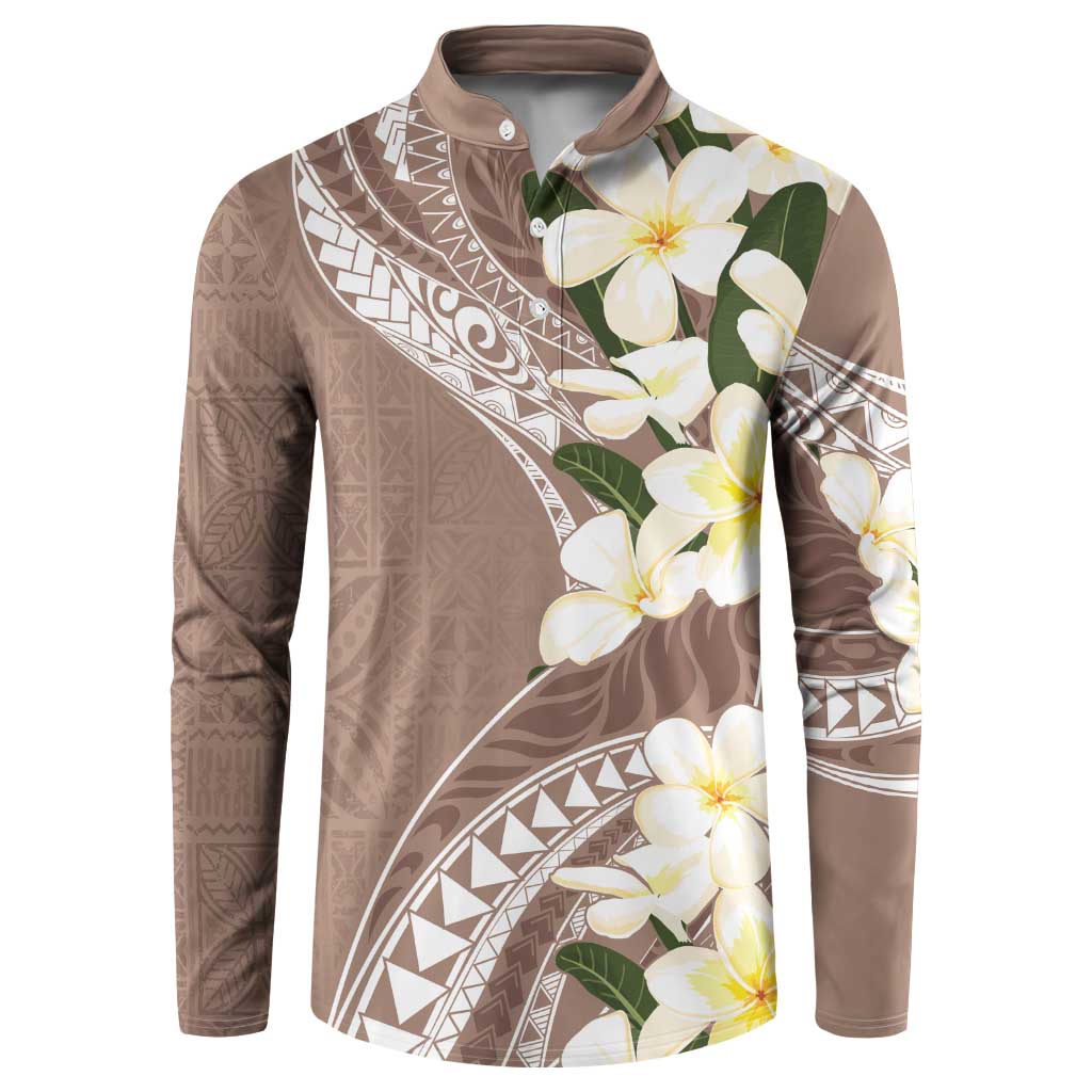 Aloha Hawaii Festive Button Sweatshirt Frangipani Lace Classic - Beige