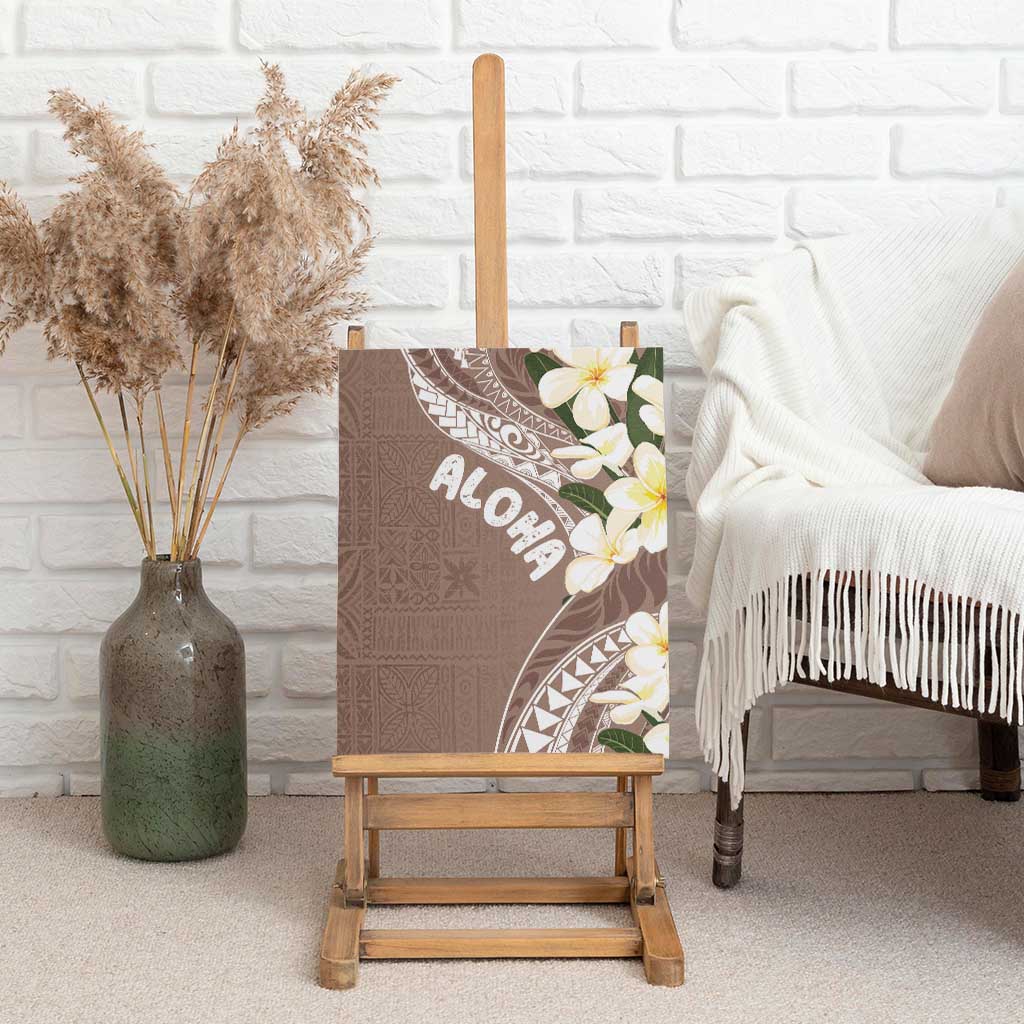 Aloha Hawaii Festive Canvas Wall Art Frangipani Lace Classic - Beige