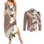 Aloha Hawaii Festive Couples Matching Summer Maxi Dress and Long Sleeve Button Shirt Frangipani Lace Classic - Beige