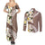 Aloha Hawaii Festive Couples Matching Summer Maxi Dress and Long Sleeve Button Shirt Frangipani Lace Classic - Beige