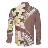 Aloha Hawaii Festive Family Matching Off The Shoulder Long Sleeve Dress and Hawaiian Shirt Frangipani Lace Classic - Beige LT7 - Polynesian Pride