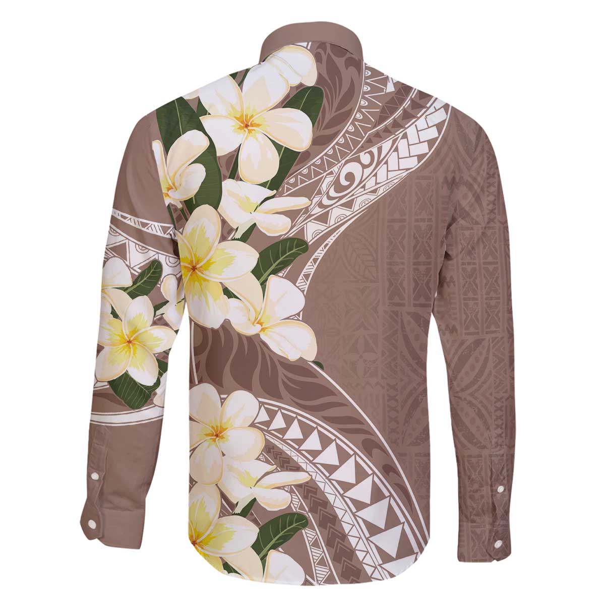 Aloha Hawaii Festive Family Matching Off Shoulder Short Dress and Hawaiian Shirt Frangipani Lace Classic - Beige LT7 - Polynesian Pride
