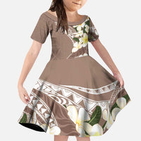Aloha Hawaii Festive Family Matching Summer Maxi Dress and Hawaiian Shirt Frangipani Lace Classic - Beige LT7 Daughter's Dress Beige - Polynesian Pride