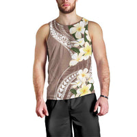 Aloha Hawaii Festive Men Tank Top Frangipani Lace Classic - Beige
