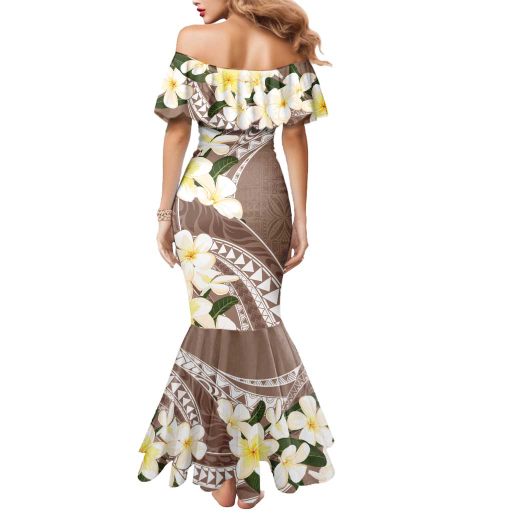 Aloha Hawaii Festive Mermaid Dress Frangipani Lace Classic - Beige LT7 - Polynesian Pride