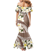 Aloha Hawaii Festive Mermaid Dress Frangipani Lace Classic - Beige LT7 - Polynesian Pride