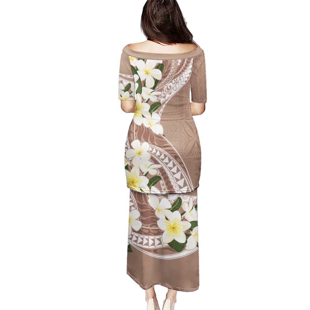 Aloha Hawaii Festive Puletasi Frangipani Lace Classic - Beige