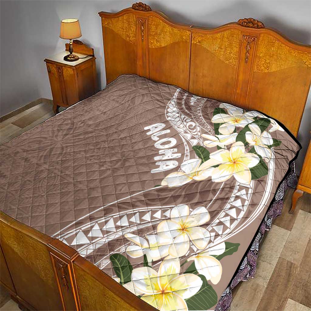 Aloha Hawaii Festive Quilt Frangipani Lace Classic - Beige