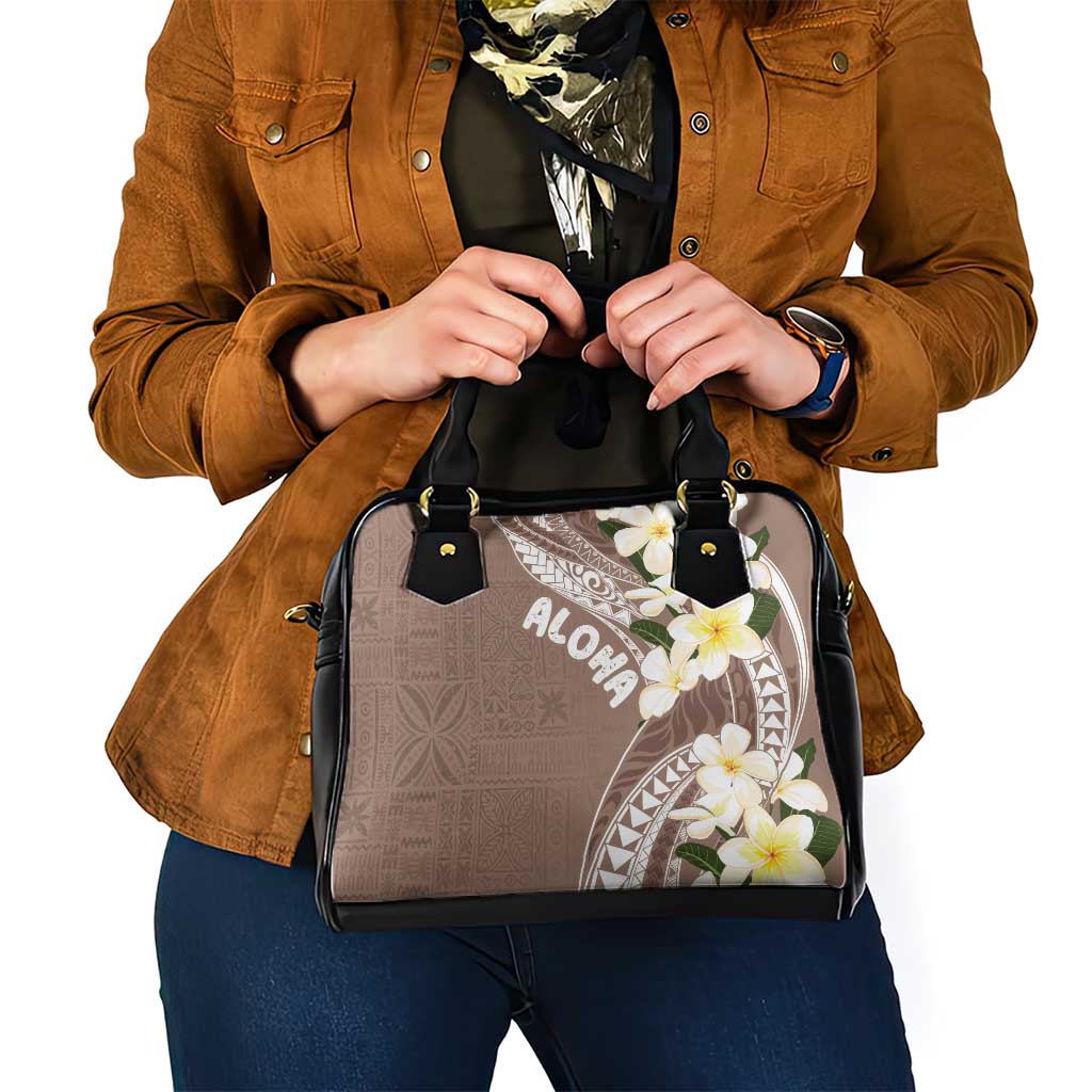 Aloha Hawaii Festive Shoulder Handbag Frangipani Lace Classic - Beige