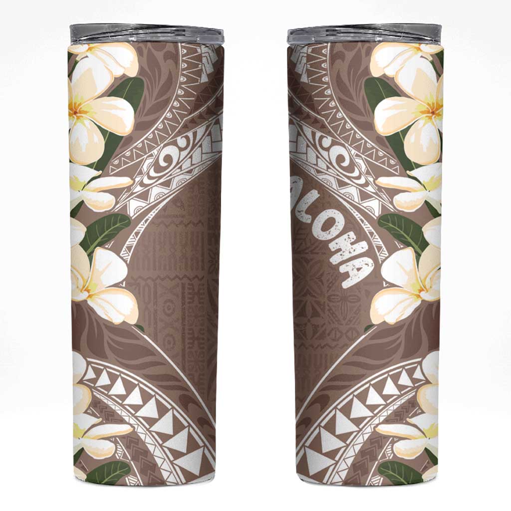 Aloha Hawaii Festive Skinny Tumbler Frangipani Lace Classic - Beige LT7 Beige - Polynesian Pride