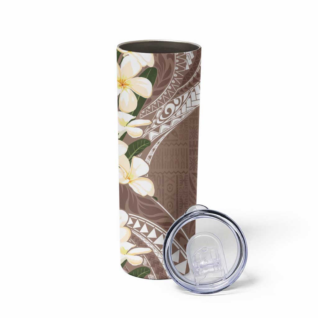 Aloha Hawaii Festive Skinny Tumbler Frangipani Lace Classic - Beige LT7 - Polynesian Pride