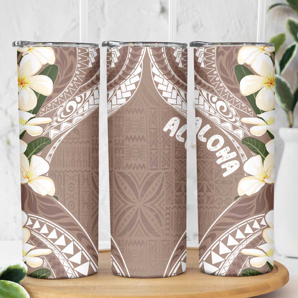 Aloha Hawaii Festive Skinny Tumbler Frangipani Lace Classic - Beige LT7 - Polynesian Pride