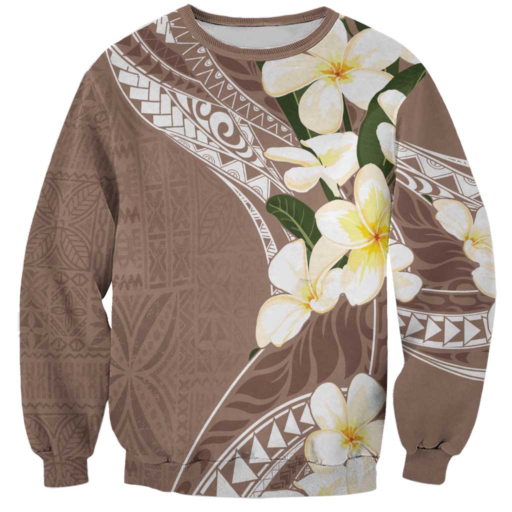 Aloha Hawaii Festive Sweatshirt Frangipani Lace Classic - Beige