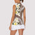 Aloha Hawaii Festive Women Sleeveless Polo Shirt Frangipani Lace Classic - Beige