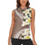 Aloha Hawaii Festive Women Sleeveless Polo Shirt Frangipani Lace Classic - Beige