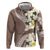 Aloha Hawaii Festive Zip Hoodie Frangipani Lace Classic - Beige