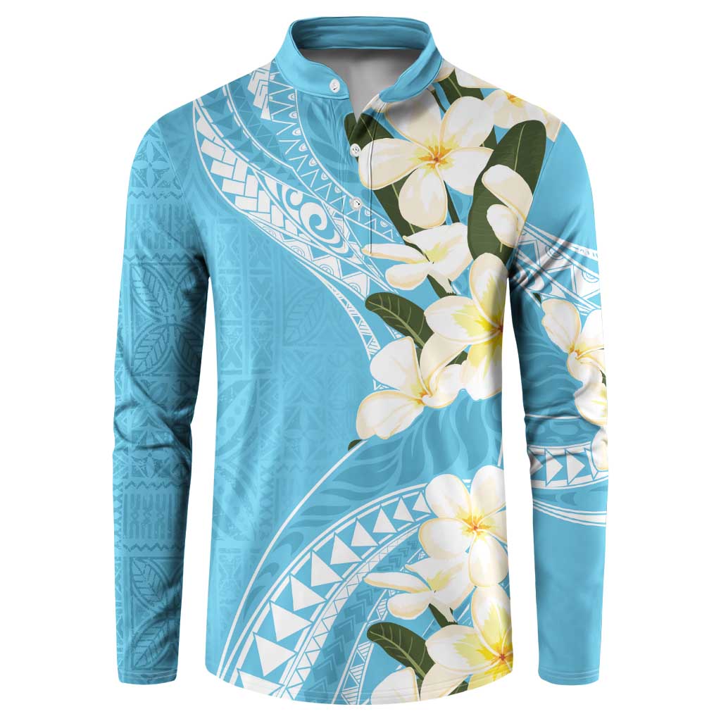 Aloha Hawaii Festive Button Sweatshirt Frangipani Lace Classic - Turquoise