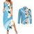 Aloha Hawaii Festive Couples Matching Summer Maxi Dress and Long Sleeve Button Shirt Frangipani Lace Classic - Turquoise