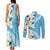 Aloha Hawaii Festive Couples Matching Tank Maxi Dress and Long Sleeve Button Shirt Frangipani Lace Classic - Turquoise
