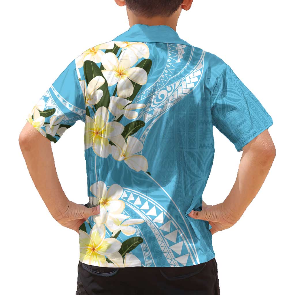 Aloha Hawaii Festive Family Matching Off Shoulder Maxi Dress and Hawaiian Shirt Frangipani Lace Classic - Turquoise LT7 - Polynesian Pride