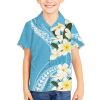 Aloha Hawaii Festive Family Matching Off Shoulder Maxi Dress and Hawaiian Shirt Frangipani Lace Classic - Turquoise LT7 Son's Shirt Turquoise - Polynesian Pride