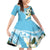 Aloha Hawaii Festive Family Matching Off Shoulder Short Dress and Hawaiian Shirt Frangipani Lace Classic - Turquoise