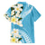 Aloha Hawaii Festive Family Matching Off Shoulder Short Dress and Hawaiian Shirt Frangipani Lace Classic - Turquoise