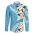 Aloha Hawaii Festive Family Matching Off Shoulder Short Dress and Hawaiian Shirt Frangipani Lace Classic - Turquoise