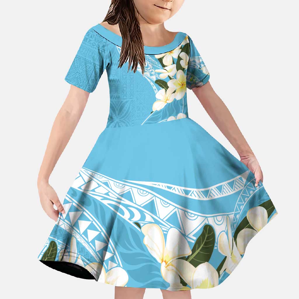 Aloha Hawaii Festive Family Matching Tank Maxi Dress and Hawaiian Shirt Frangipani Lace Classic - Turquoise LT7 Daughter's Dress Turquoise - Polynesian Pride