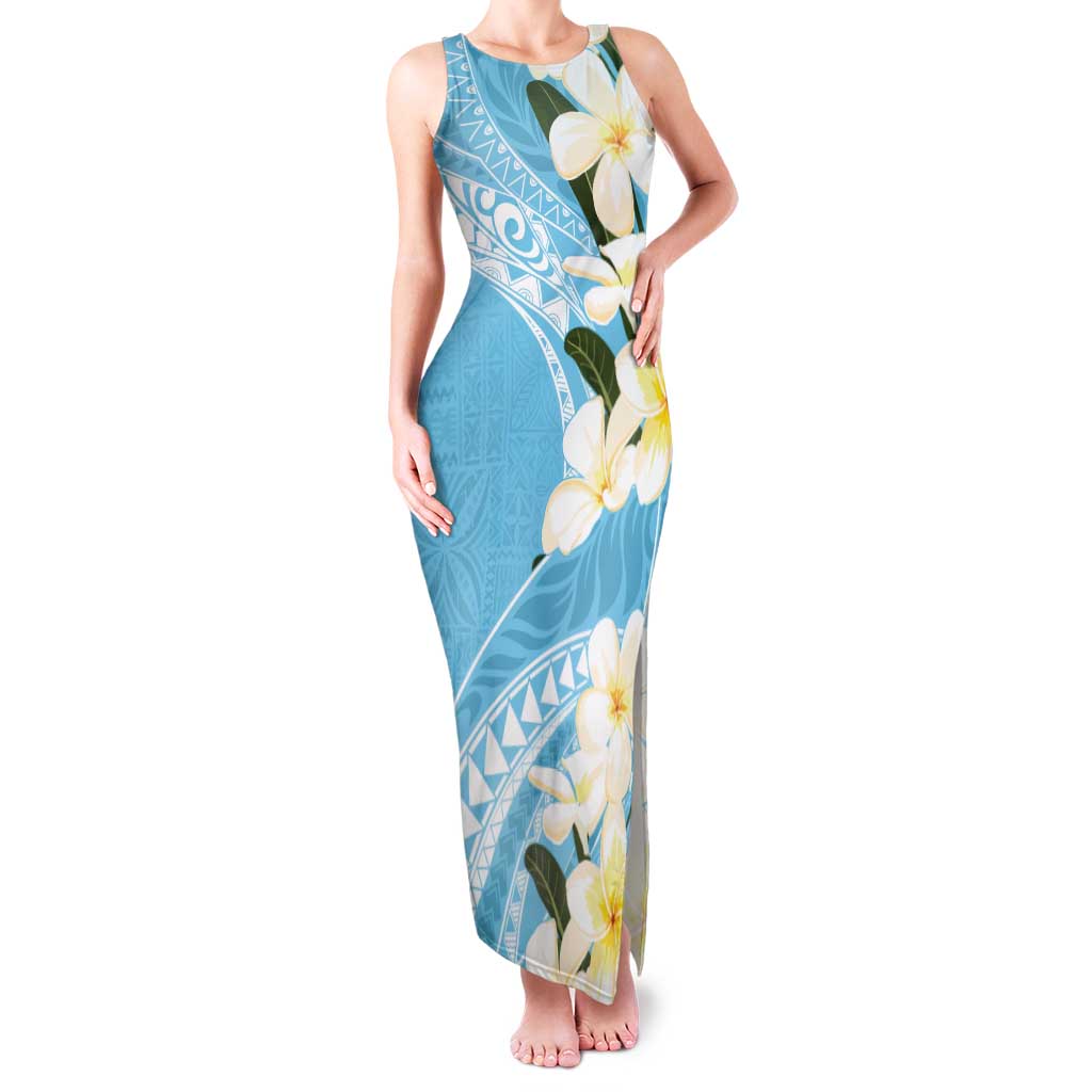 Aloha Hawaii Festive Family Matching Tank Maxi Dress and Hawaiian Shirt Frangipani Lace Classic - Turquoise LT7 Mom's Dress Turquoise - Polynesian Pride