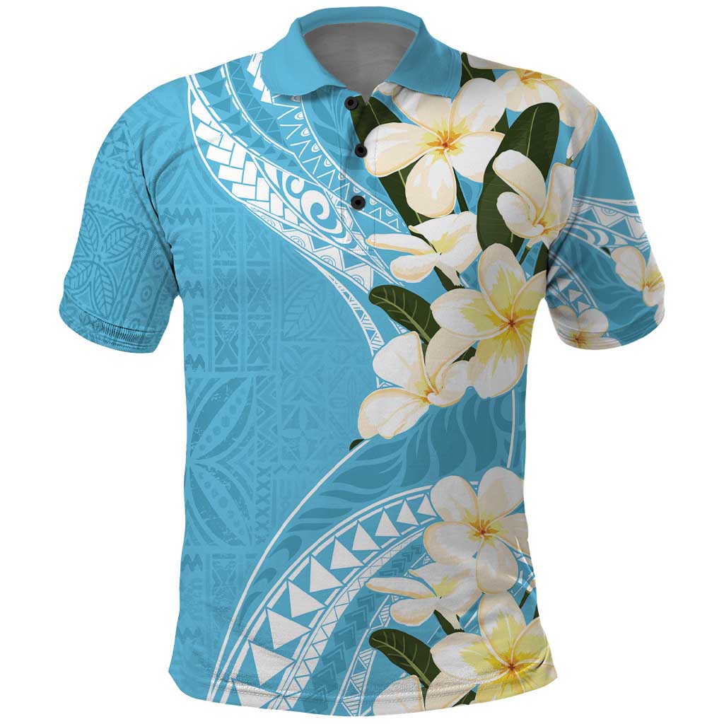 Aloha Hawaii Festive Polo Shirt Frangipani Lace Classic - Turquoise