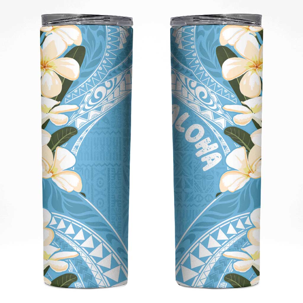Aloha Hawaii Festive Skinny Tumbler Frangipani Lace Classic - Turquoise LT7 Turquoise - Polynesian Pride