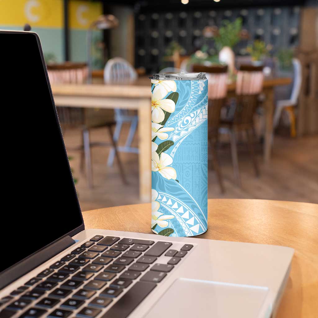 Aloha Hawaii Festive Skinny Tumbler Frangipani Lace Classic - Turquoise LT7 - Polynesian Pride