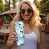 Aloha Hawaii Festive Skinny Tumbler Frangipani Lace Classic - Turquoise LT7 - Polynesian Pride