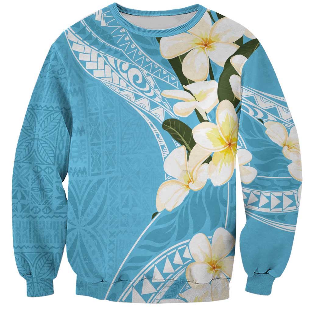 Aloha Hawaii Festive Sweatshirt Frangipani Lace Classic - Turquoise