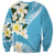 Aloha Hawaii Festive Sweatshirt Frangipani Lace Classic - Turquoise