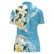 Aloha Hawaii Festive Women Polo Shirt Frangipani Lace Classic - Turquoise