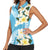 Aloha Hawaii Festive Women Sleeveless Polo Shirt Frangipani Lace Classic - Turquoise